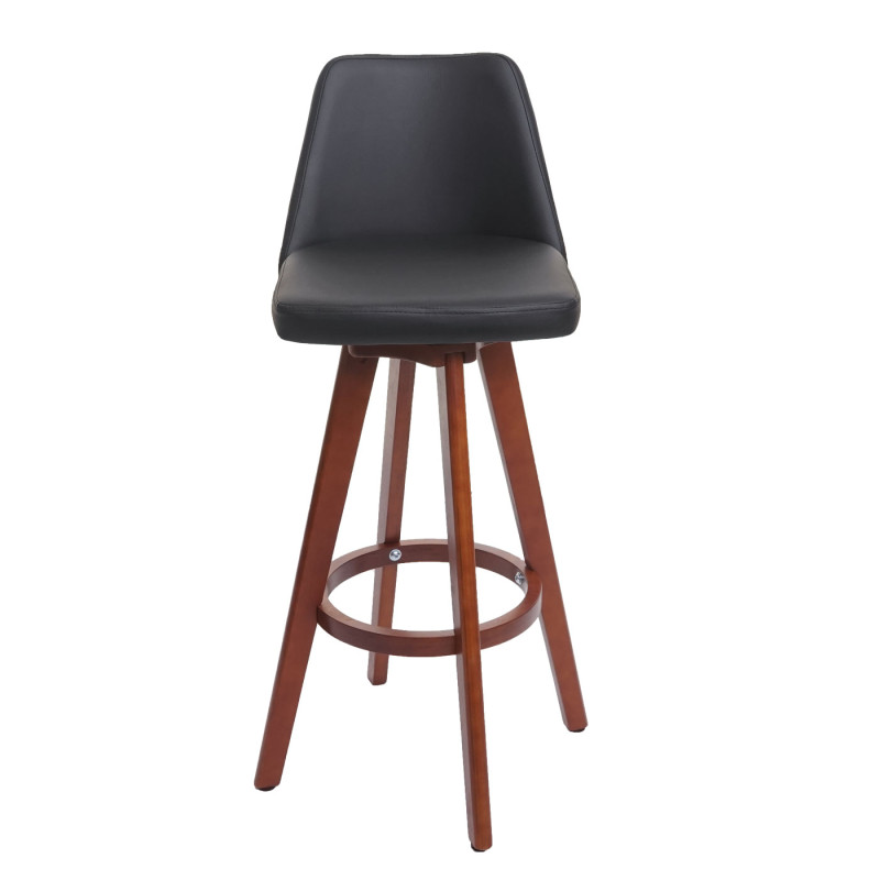 2x Tabouret de bar tabouret de bar tabouret de comptoir, bois simili cuir pivotant - noir