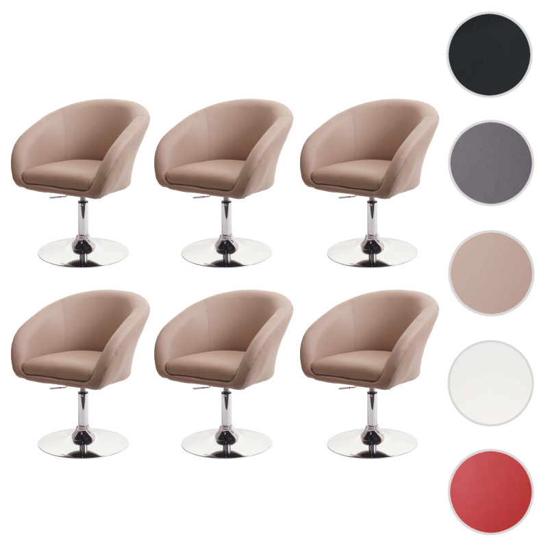 Lot de 6 chaises de salle à manger  pivotante Loungesessel, pivotante réglable en hauteur - similicuir taupe