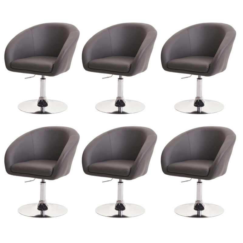 Lot de 6 chaises de salle à manger  pivotante Loungesessel, pivotante réglable en hauteur - similicuir gris