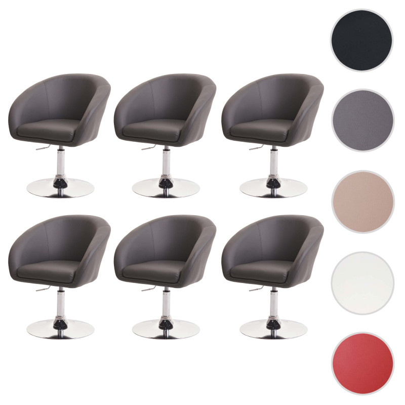 Lot de 6 chaises de salle à manger  pivotante Loungesessel, pivotante réglable en hauteur - similicuir gris