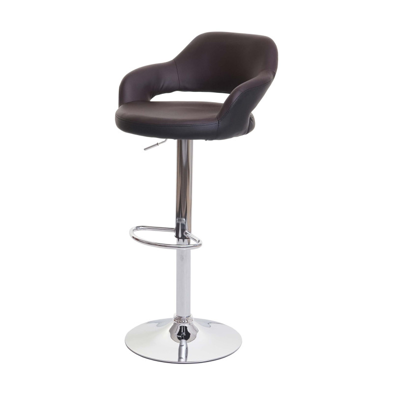 Tabouret de bar tabouret pivotant, avec dossier simili cuir - brun-noir