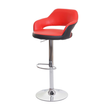 Tabouret de bar tabouret pivotant, avec dossier simili cuir - rouge-noir