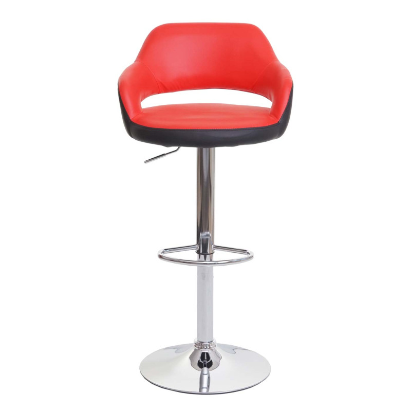 Tabouret de bar tabouret pivotant, avec dossier simili cuir - rouge-noir