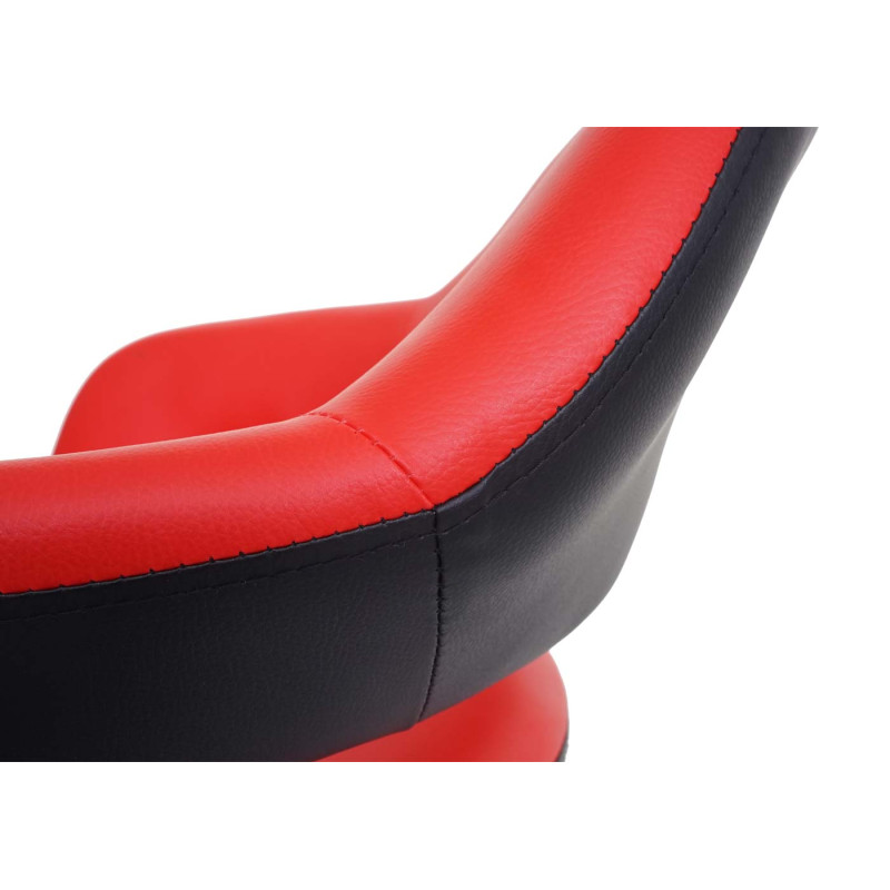 Tabouret de bar tabouret pivotant, avec dossier simili cuir - rouge-noir