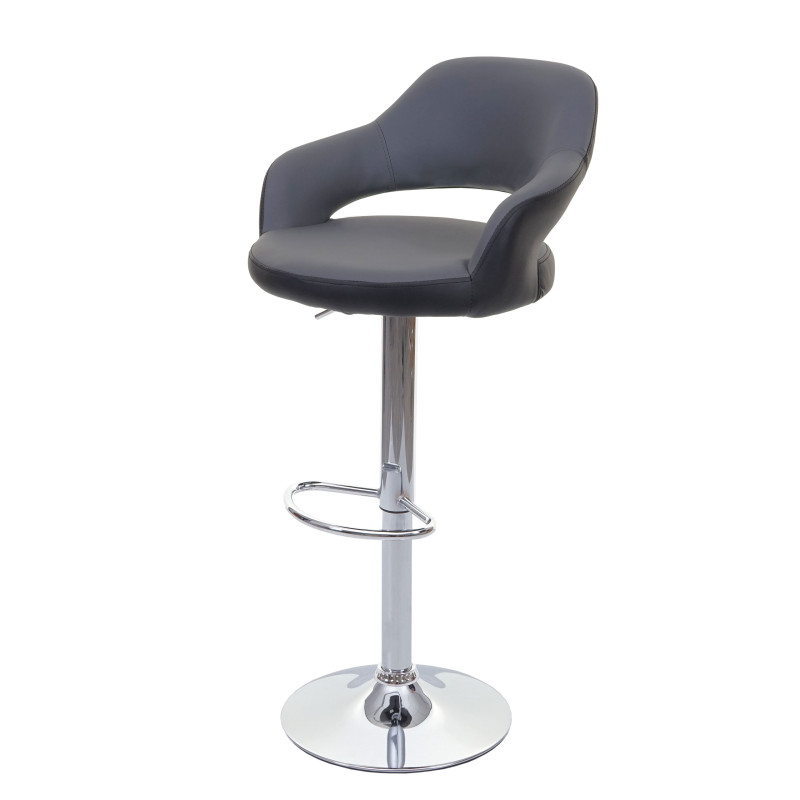 Tabouret de bar tabouret pivotant, avec dossier simili cuir - gris-noir