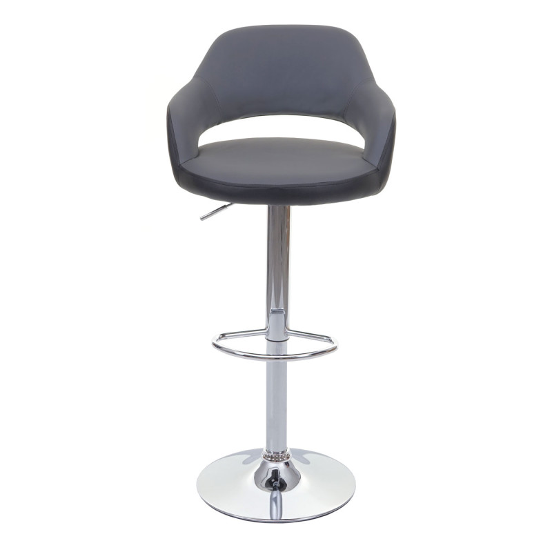 Tabouret de bar tabouret pivotant, avec dossier simili cuir - gris-noir