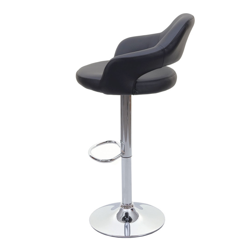 Tabouret de bar tabouret pivotant, avec dossier simili cuir - gris-noir