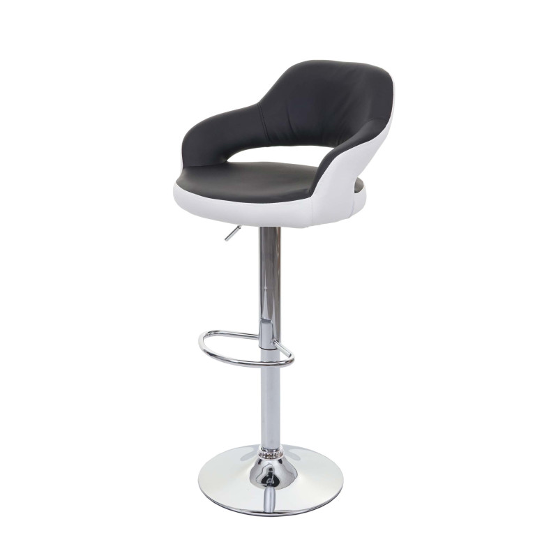 Tabouret de bar tabouret pivotant, avec dossier simili cuir - noir-blanc