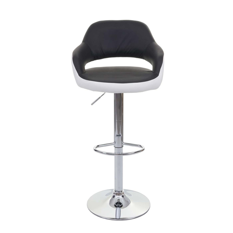 Tabouret de bar tabouret pivotant, avec dossier simili cuir - noir-blanc