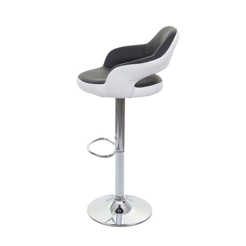 Tabouret de bar tabouret pivotant, avec dossier simili cuir - noir-blanc