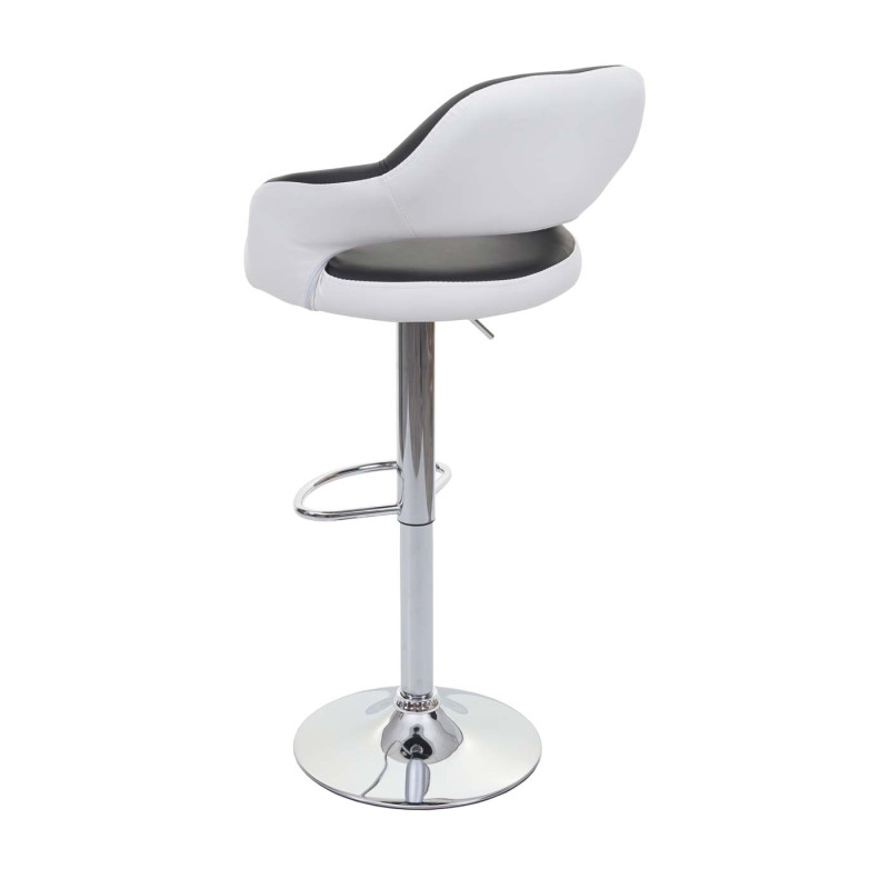 Tabouret de bar tabouret pivotant, avec dossier simili cuir - noir-blanc