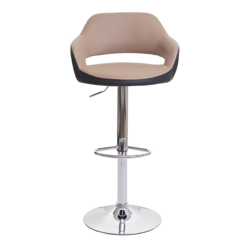 2x Tabouret de bar tabouret pivotant, avec dossier simili cuir - taupe-noir