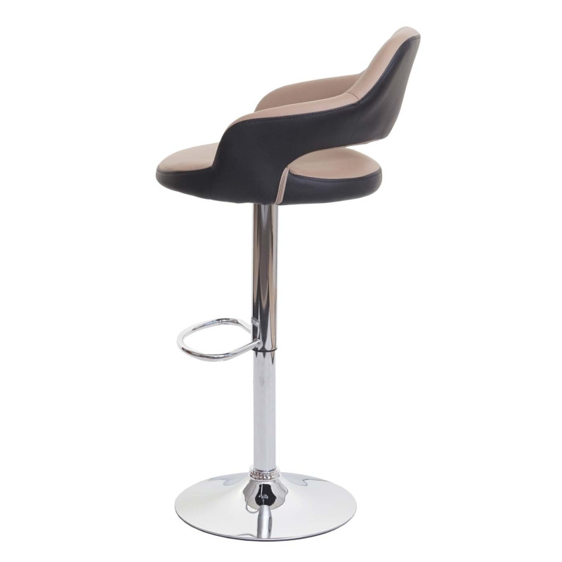 2x Tabouret de bar tabouret pivotant, avec dossier simili cuir - taupe-noir