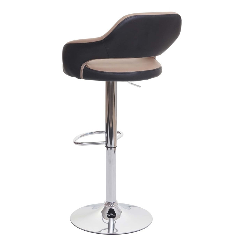 2x Tabouret de bar tabouret pivotant, avec dossier simili cuir - taupe-noir