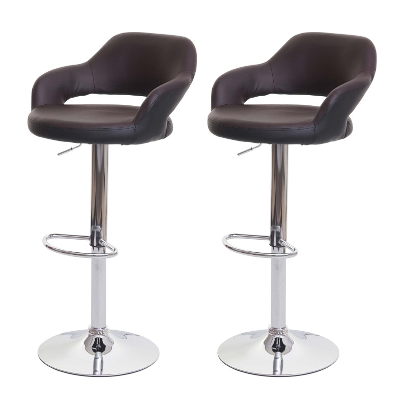 2x Tabouret de bar tabouret pivotant, avec dossier simili cuir - brun-noir