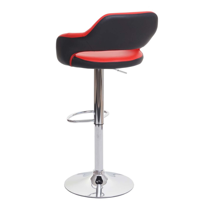 2x Tabouret de bar tabouret pivotant, avec dossier simili cuir - rouge-noir