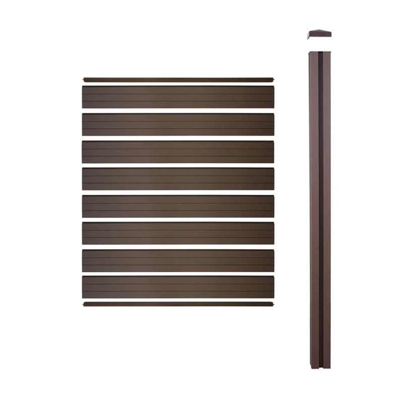 Brise-vue en WPC Sarthe, clôture brise-vent, poteaux en WPC à sceller dans le béton 98cm marron