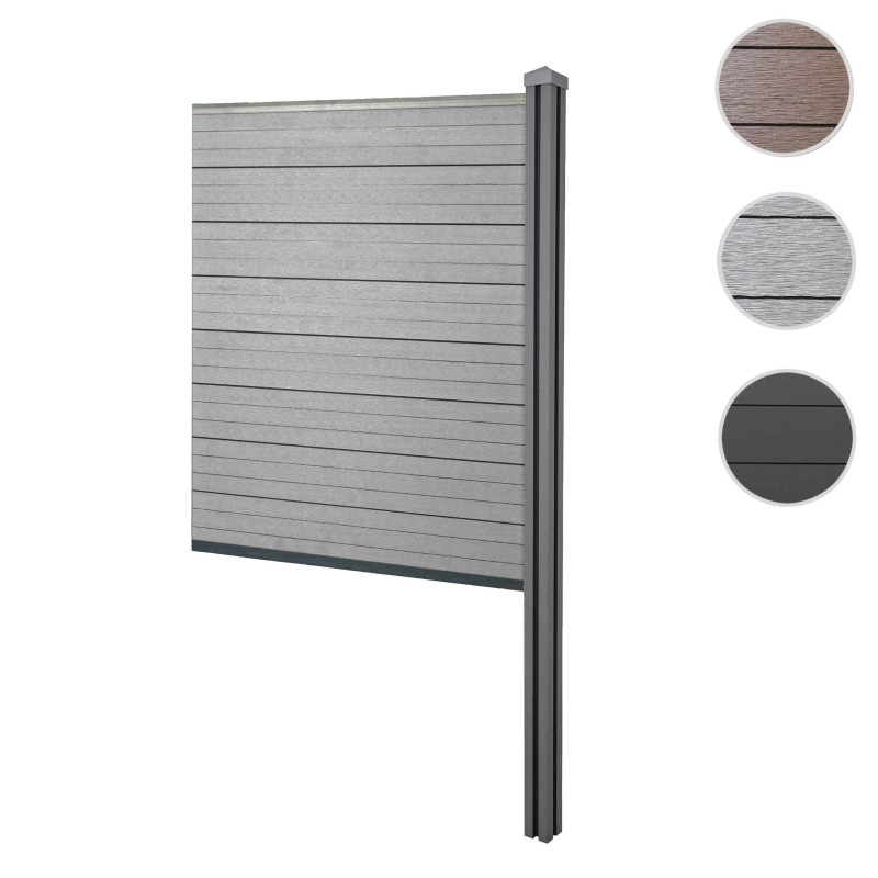Pare-vue WPC Sarthe, clôture pare-vent, poteaux WPC à sceller - élément d'extension étroit, 98cm gris