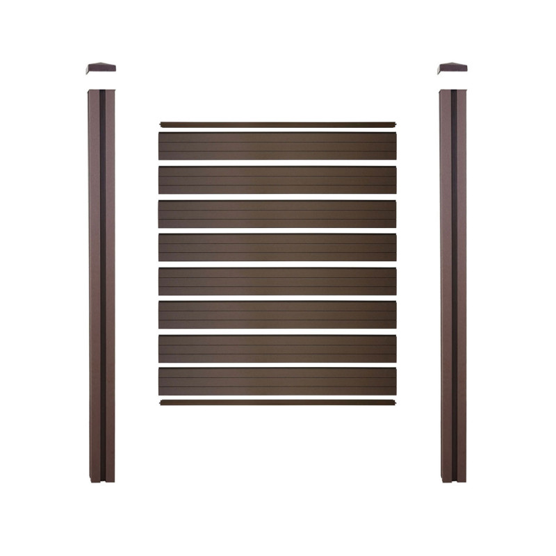 Brise-vue en WPC Sarthe, clôture brise-vent, poteaux en WPC à sceller dans le béton 105cm marron