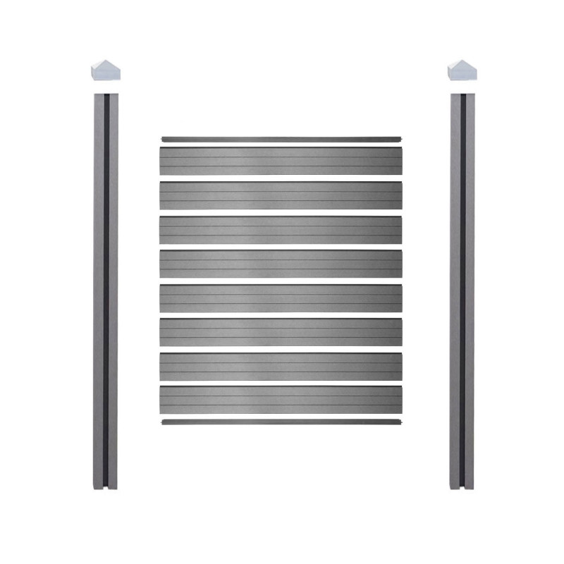 Pare-vue en WPC Sarthe, clôture pare-vent, poteaux WPC à sceller - élément de base étroit, 105cm gris