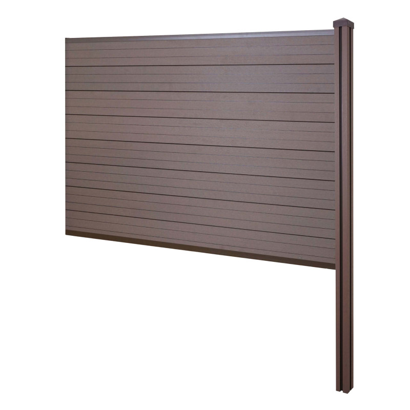 Brise-vue en WPC Sarthe, clôture brise-vent, poteaux WPC à sceller dans le béton - extension, 188cm marron