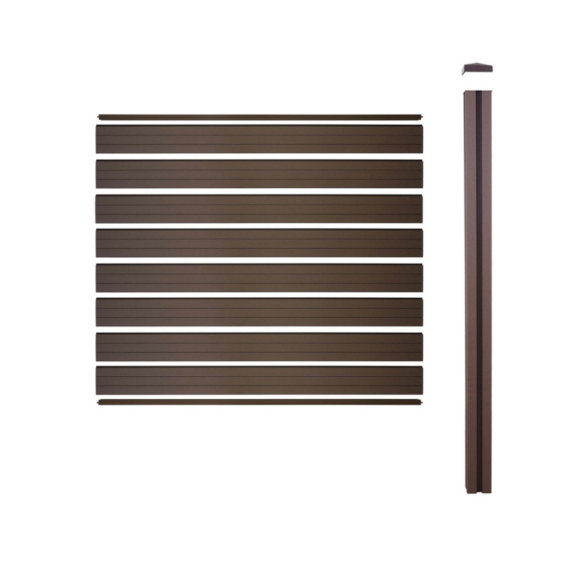 Brise-vue en WPC Sarthe, clôture brise-vent, poteaux WPC à sceller dans le béton - extension, 188cm marron