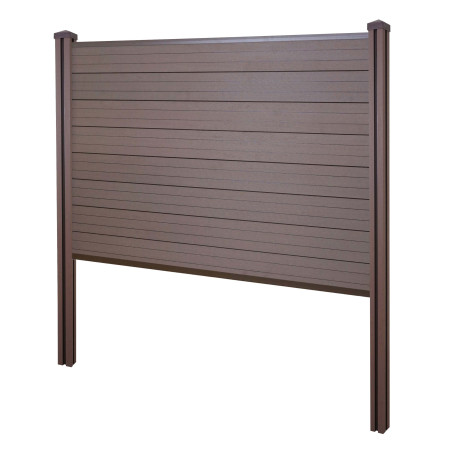 Pare-vue WPC Sarthe, clôture brise-vent, poteaux WPC - base, 195cm marron