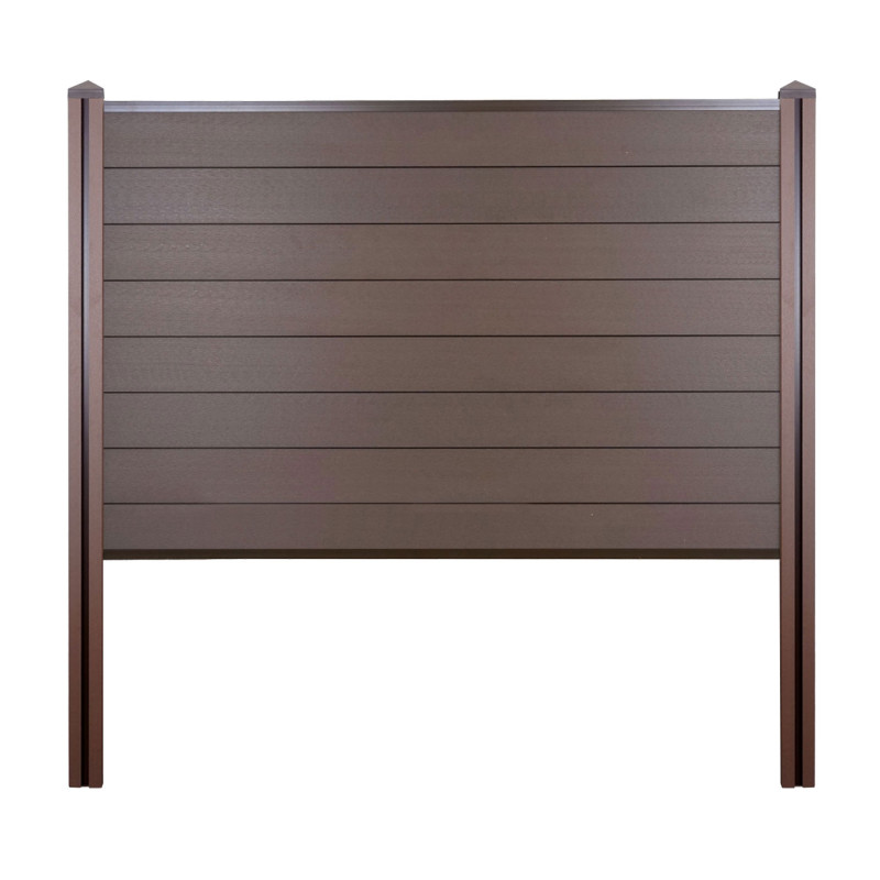 Pare-vue WPC Sarthe, clôture brise-vent, poteaux WPC - base, 195cm marron