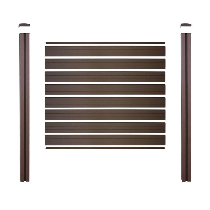 Pare-vue WPC Sarthe, clôture brise-vent, poteaux WPC - base, 195cm marron