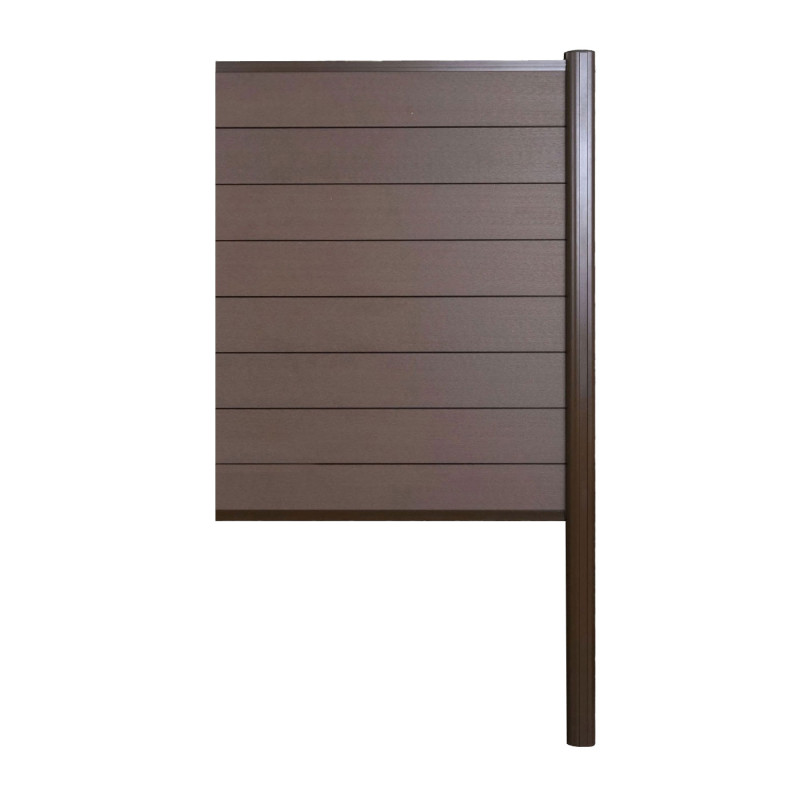 Pare-vue en WPC Sarthe, poteaux en aluminium à bétonner - élément d'extension étroit, 95cm brun