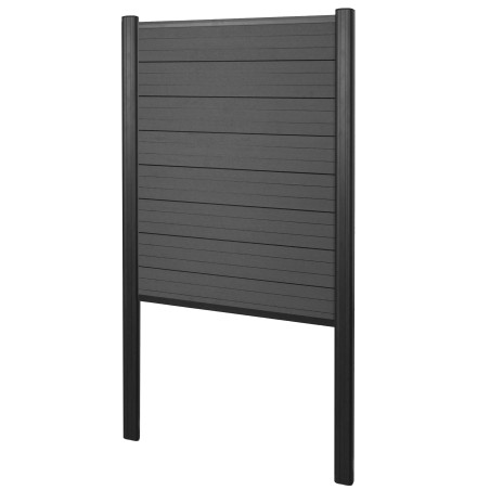 Pare-vue en WPC Sarthe, clôture coupe-vent, poteaux en aluminium à bétonner 100cm anthracite