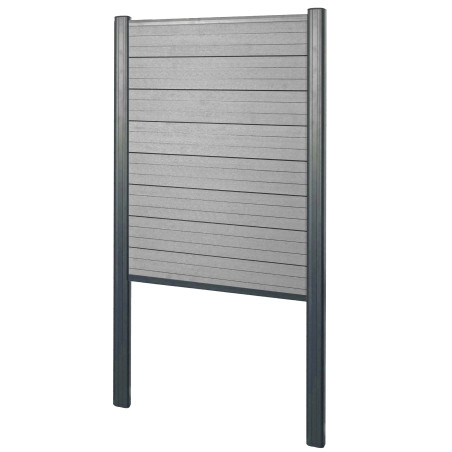 Pare-vue en WPC Sarthe, clôture coupe-vent, poteaux en aluminium à bétonner - élément de base 100cm gris