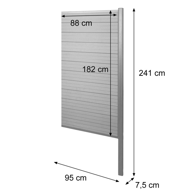 Brise-vue en WPC Sarthe, clôture brise-vent, poteaux aluminium à sceller dans le béton - 95cm anthracite