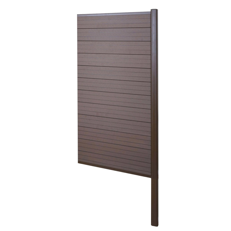 Brise-vue en WPC Sarthe, clôture brise-vent, poteaux aluminium - Extension étroite, 95cm brun