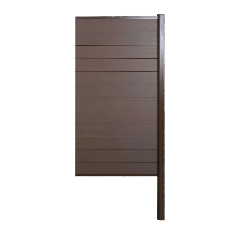 Brise-vue en WPC Sarthe, clôture brise-vent, poteaux aluminium - Extension étroite, 95cm brun