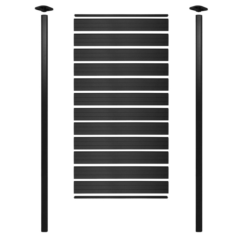 Brise-vue en WPC Sarthe, poteaux aluminium à sceller dans le béton - Elément de base étroit, 100cm anthracite