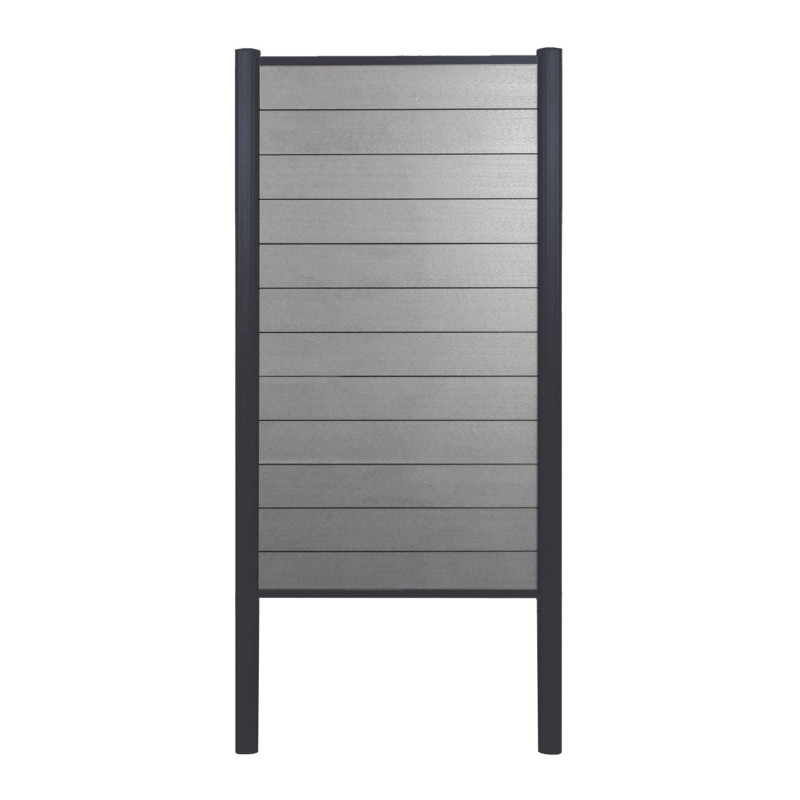 Brise-vue en WPC Sarthe, clôture brise-vent - élément de base étroit, 100cm gris