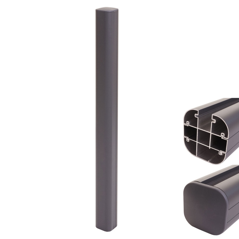 Poteau en aluminium Sarthe clôture WPC, poteau pilier, système enfichable - 98cm, gris