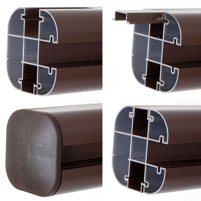 Poteau aluminium Sarthe-WPC clôture, poteau pilier, système enfichable - 240cm, brun
