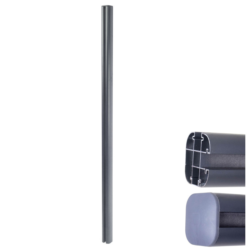 Poteau aluminium Sarthe-WPC clôture, poteau pilier, système enfichable - 240cm, gris