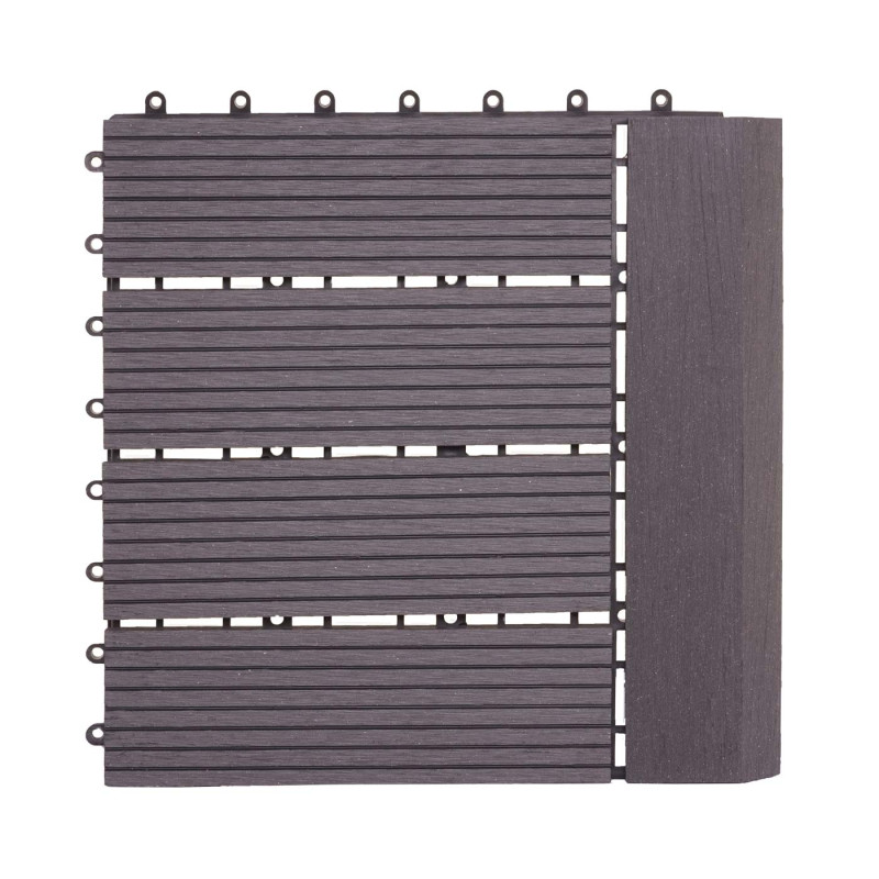 Carreau de sol WPC aspect bois, 11x chaque 30x30cm 1m² Premium - anthracite linéaire horizontal