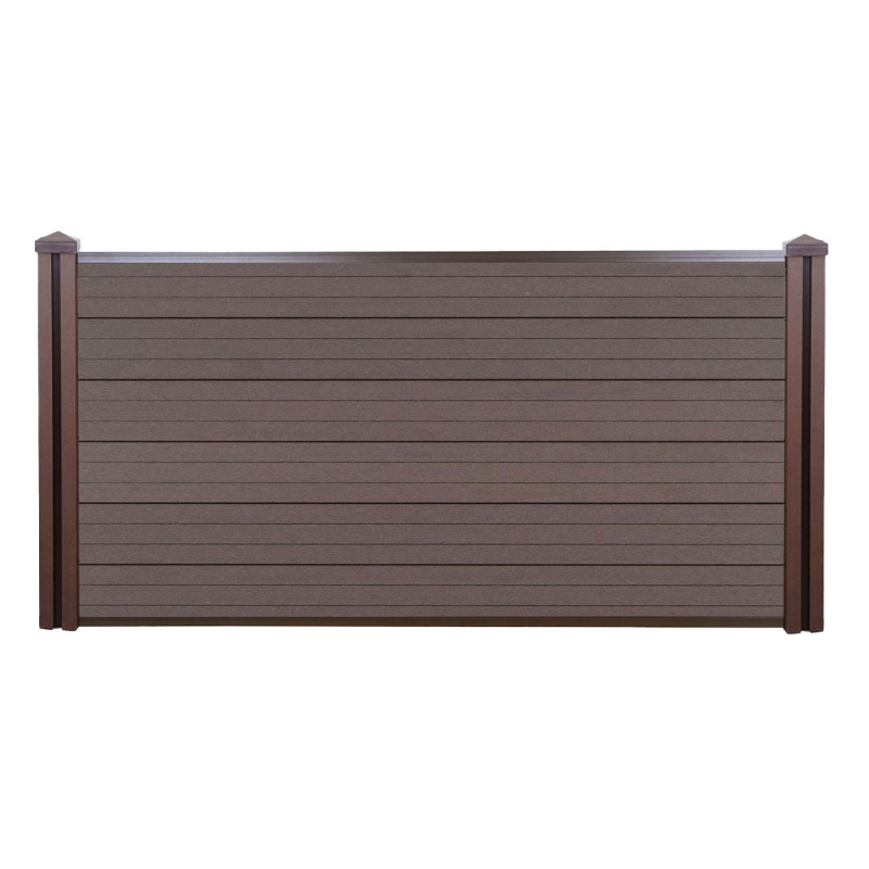Brise-vue en WPC Sarthe, clôture brise-vent, poteaux WPC - élément de base bas, 1.95m brun