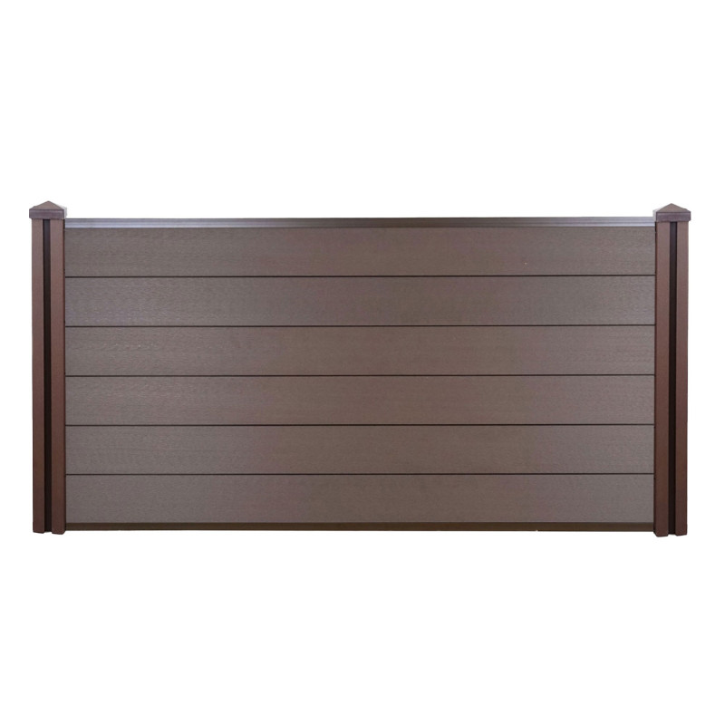 Brise-vue en WPC Sarthe, clôture brise-vent, poteaux WPC - élément de base bas, 1.95m brun