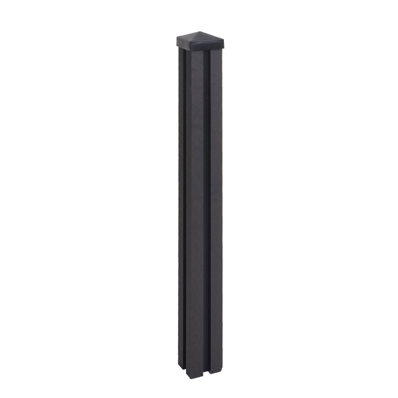 Poteau WPC Sarthe-WPC-Clôture, Poteau de pilier, système d'assemblage - 98cm, anthracite