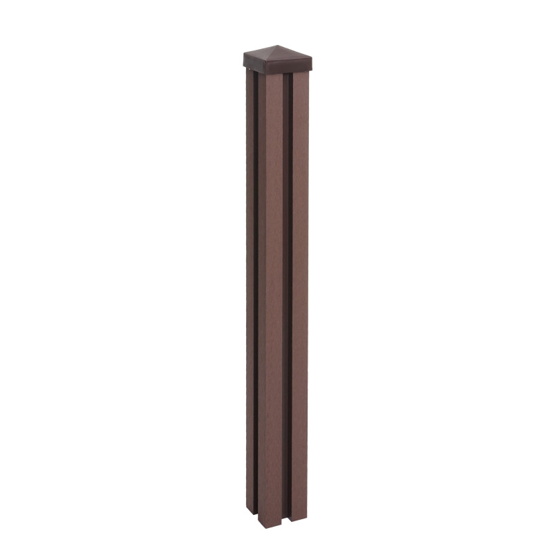 Poteau WPC Sarthe-Clôture WPC, poteau pilier, système enfichable - 98cm, brun