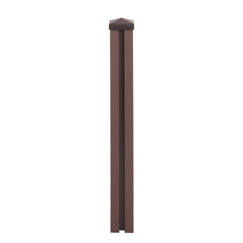 Poteau WPC Sarthe-Clôture WPC, poteau pilier, système enfichable - 98cm, brun