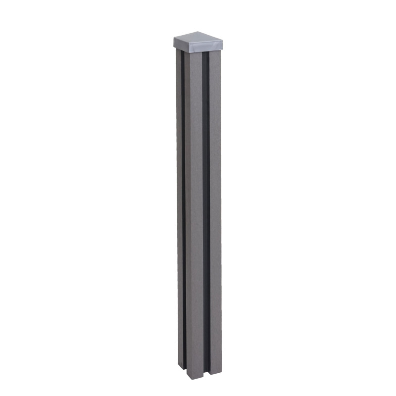 Poteau WPC Sarthe-Clôture WPC, poteau pilier, système enfichable - 98cm, gris