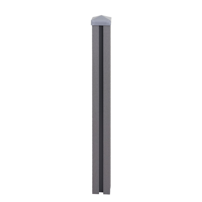 Poteau WPC Sarthe-Clôture WPC, poteau pilier, système enfichable - 98cm, gris