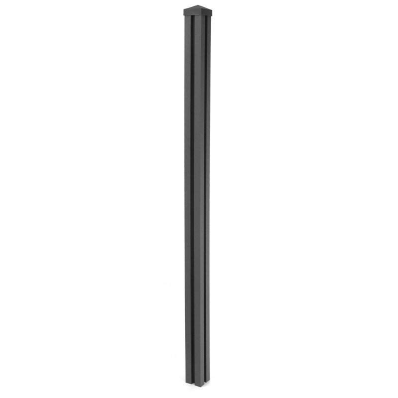 Poteau WPC Sarthe-Clôture WPC, poteau pilier, système enfichable - 240cm, anthracite