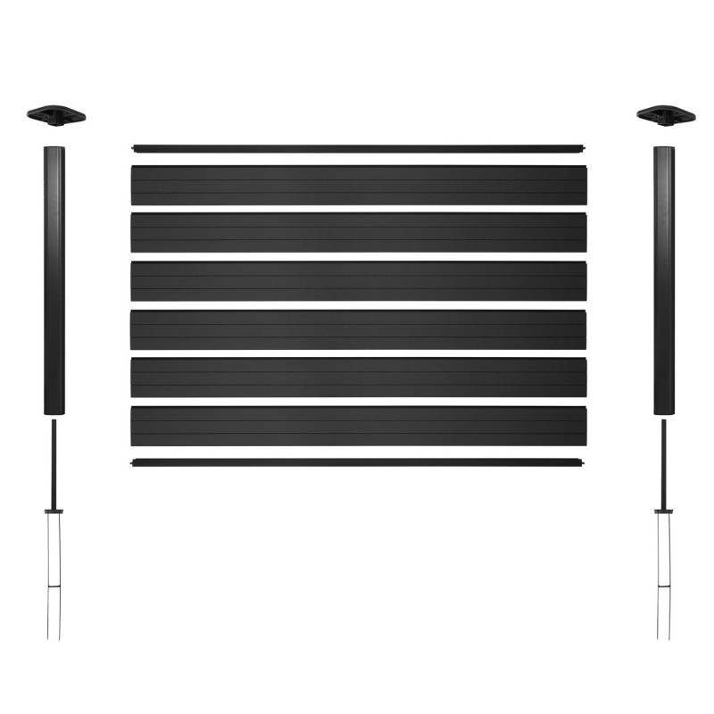 Brise-vue en WPC Sarthe, clôture brise-vent, poteaux aluminium - élément de base, 1.90m anthracite